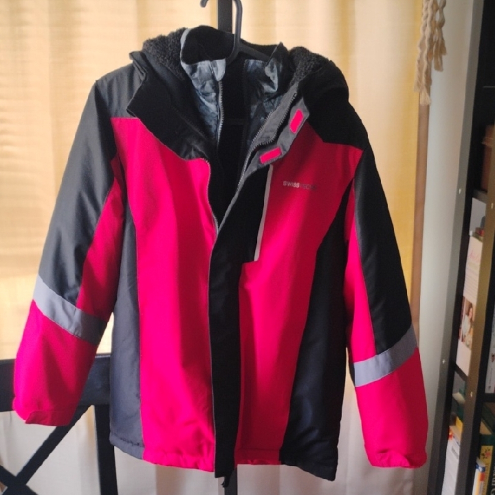 Swiss Tech Kids Pink and Black Puffer Coat